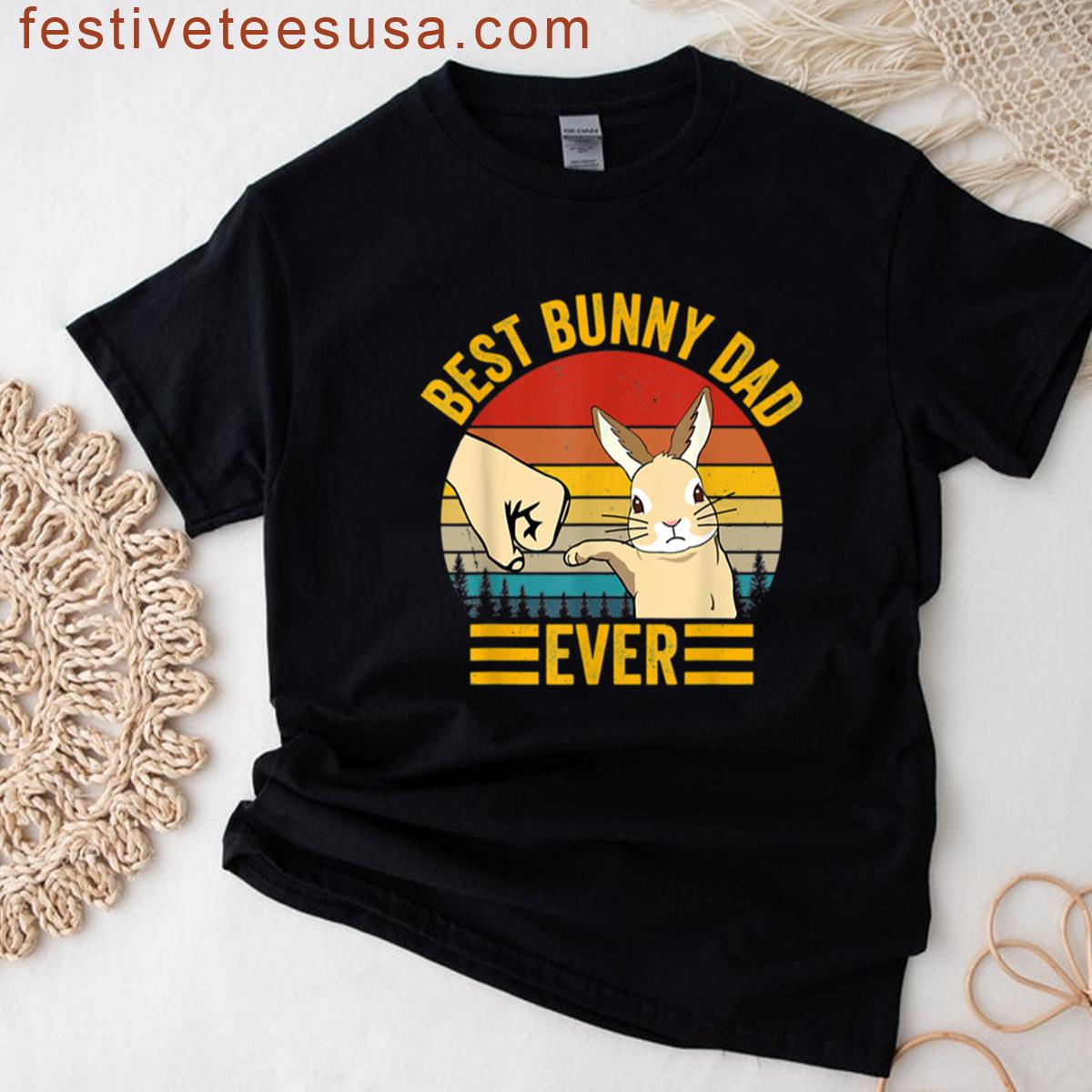 Mens Best Bunny Dad Ever T-shirt