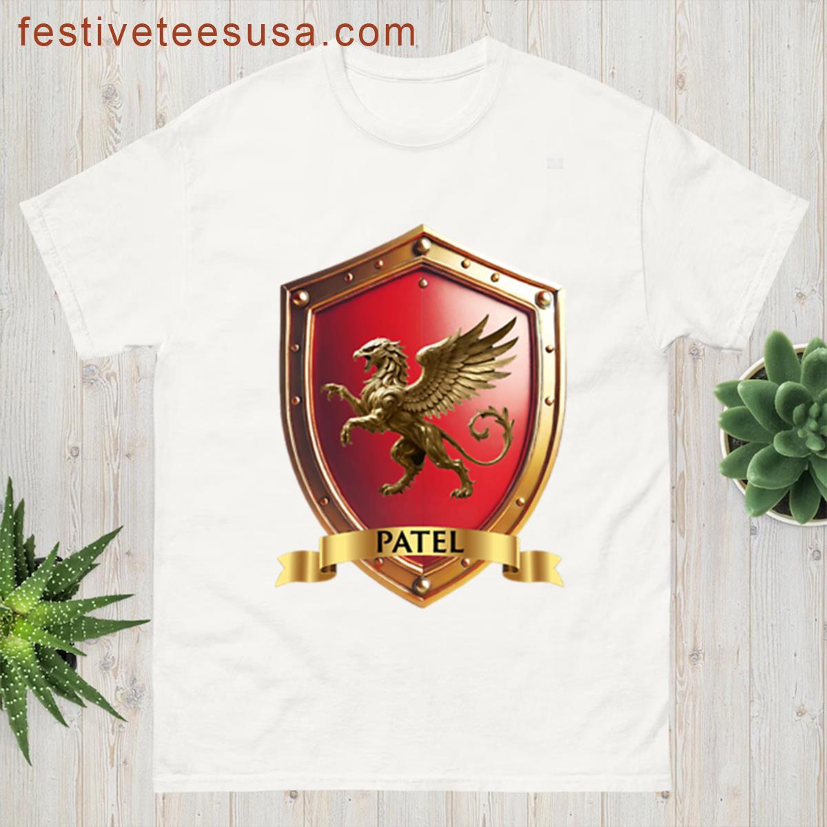 Patel Crest Shield With Banner Family Honor Emblem Oversized T-shirt