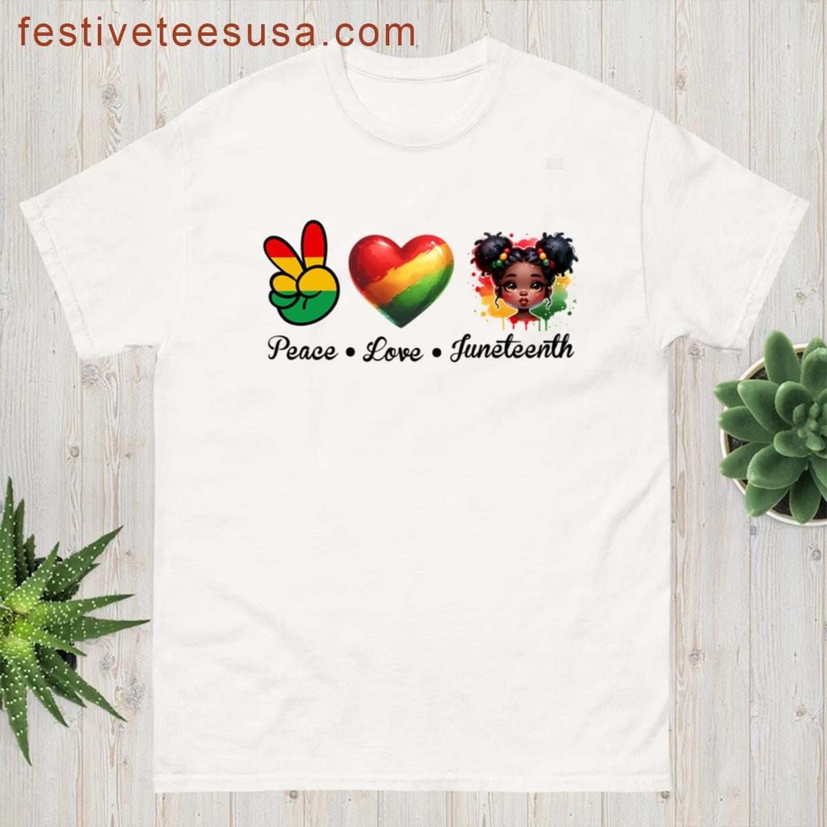 Peace Love Juneteenth Celebration Freedom 1865 Girl T-shirt
