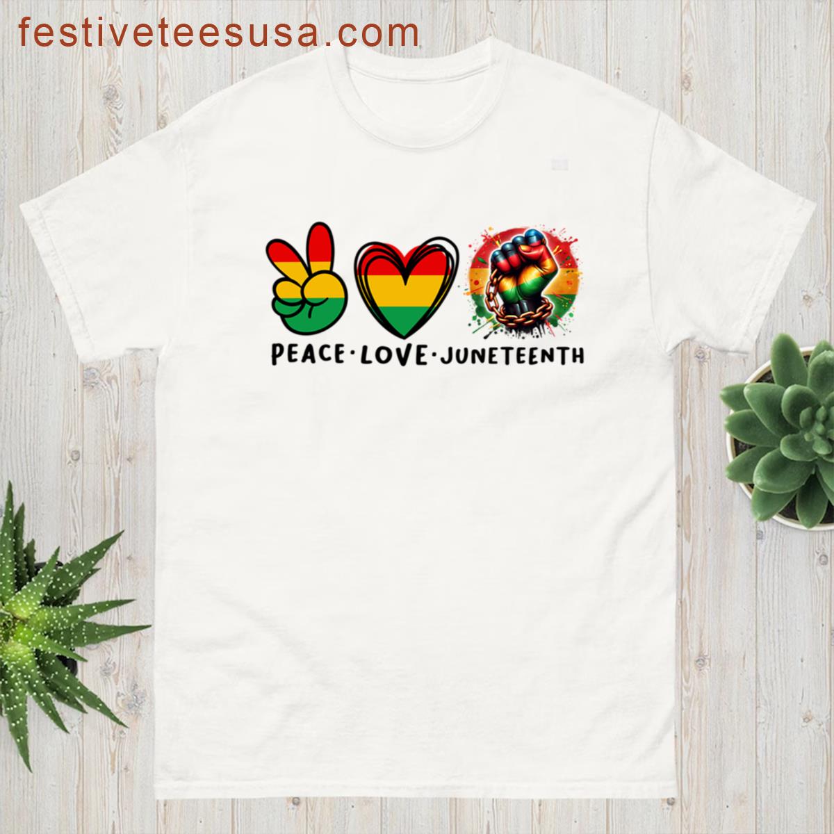 Peace Love Juneteenth Celebration Freedom 1865 T-shirt