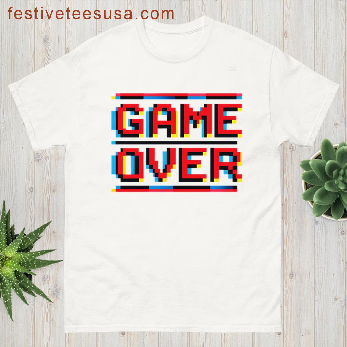 Pixel Art Game Over Glitch Distortion Vibes Oversized T-shirt
