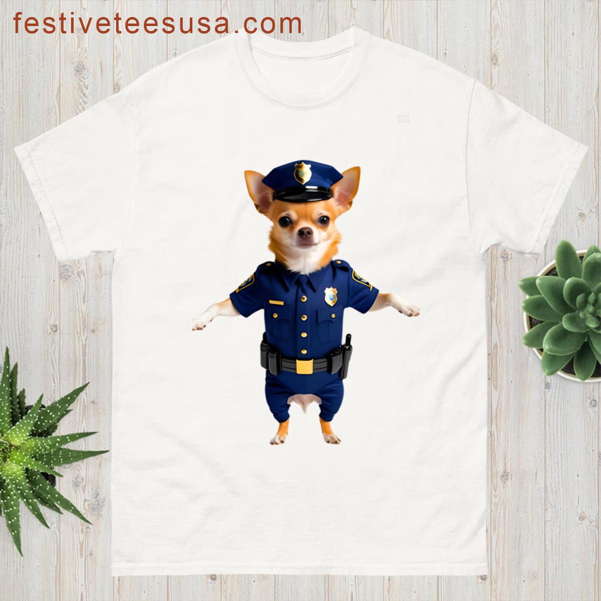 Police Officer Chihuahua Funny K9 Cop Dog Design T-shirt
