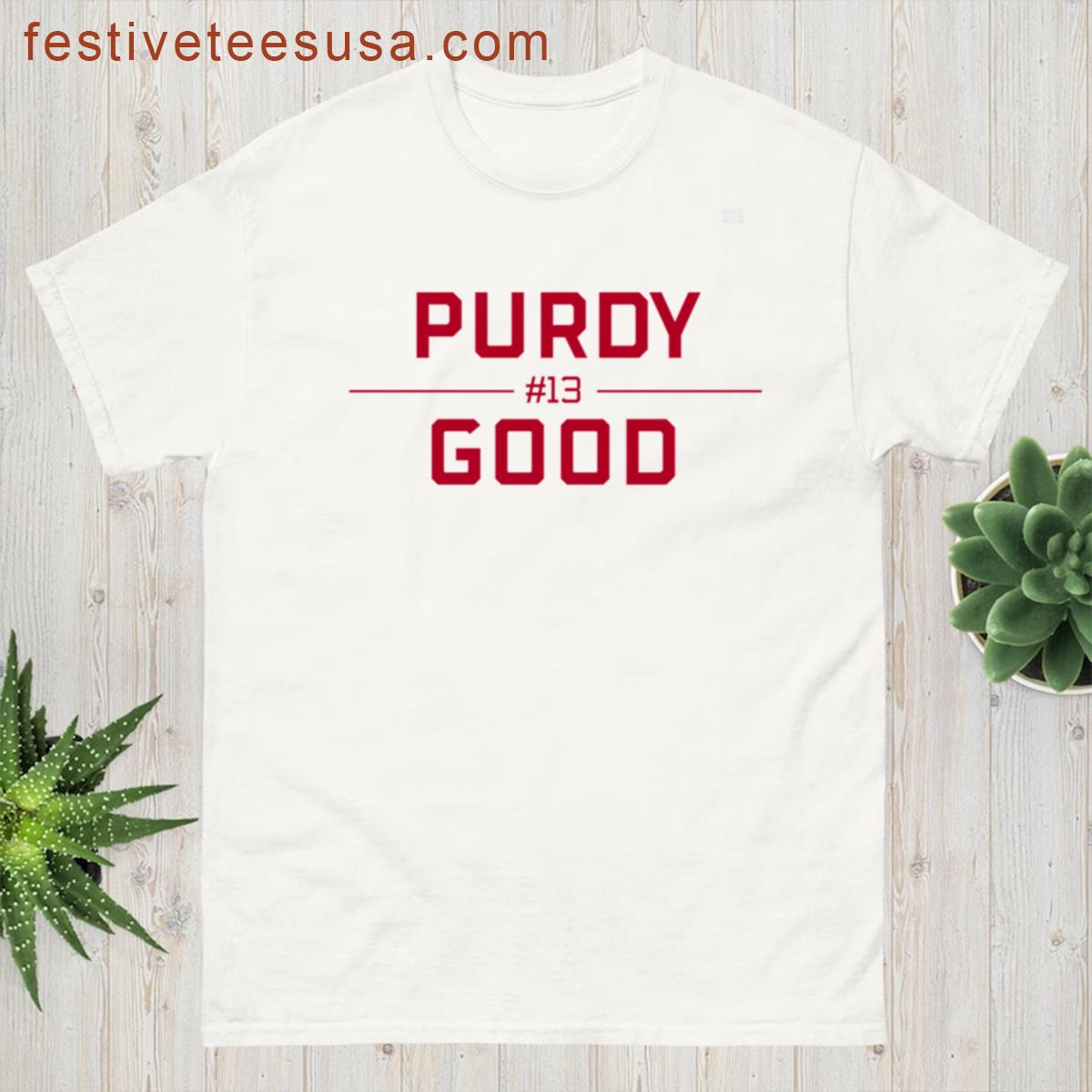 Purdy Good Red Block Letters Brock Purdy Starting Quarterback T-shirt