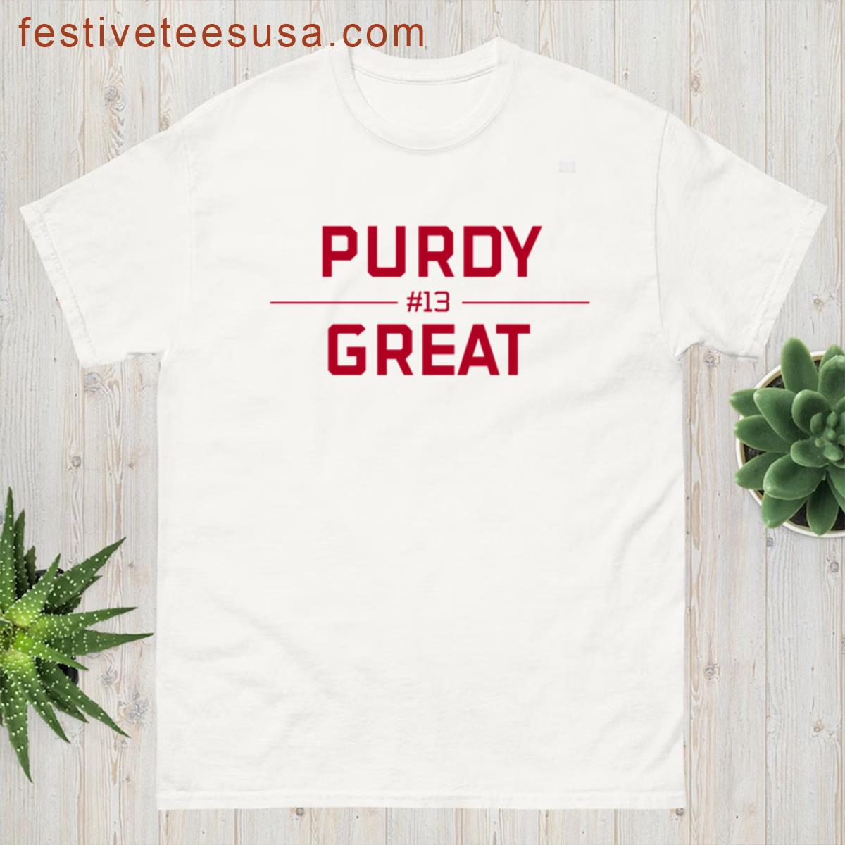 Purdy Great Red Block Letters Brock Purdy Starting Quarterback T-shirt