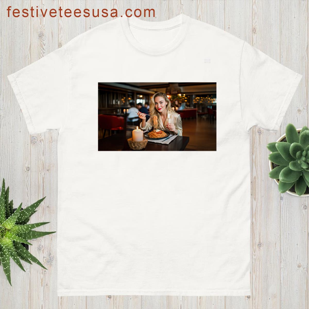 Sexy Blonde Eating Spaghetti T-shirt
