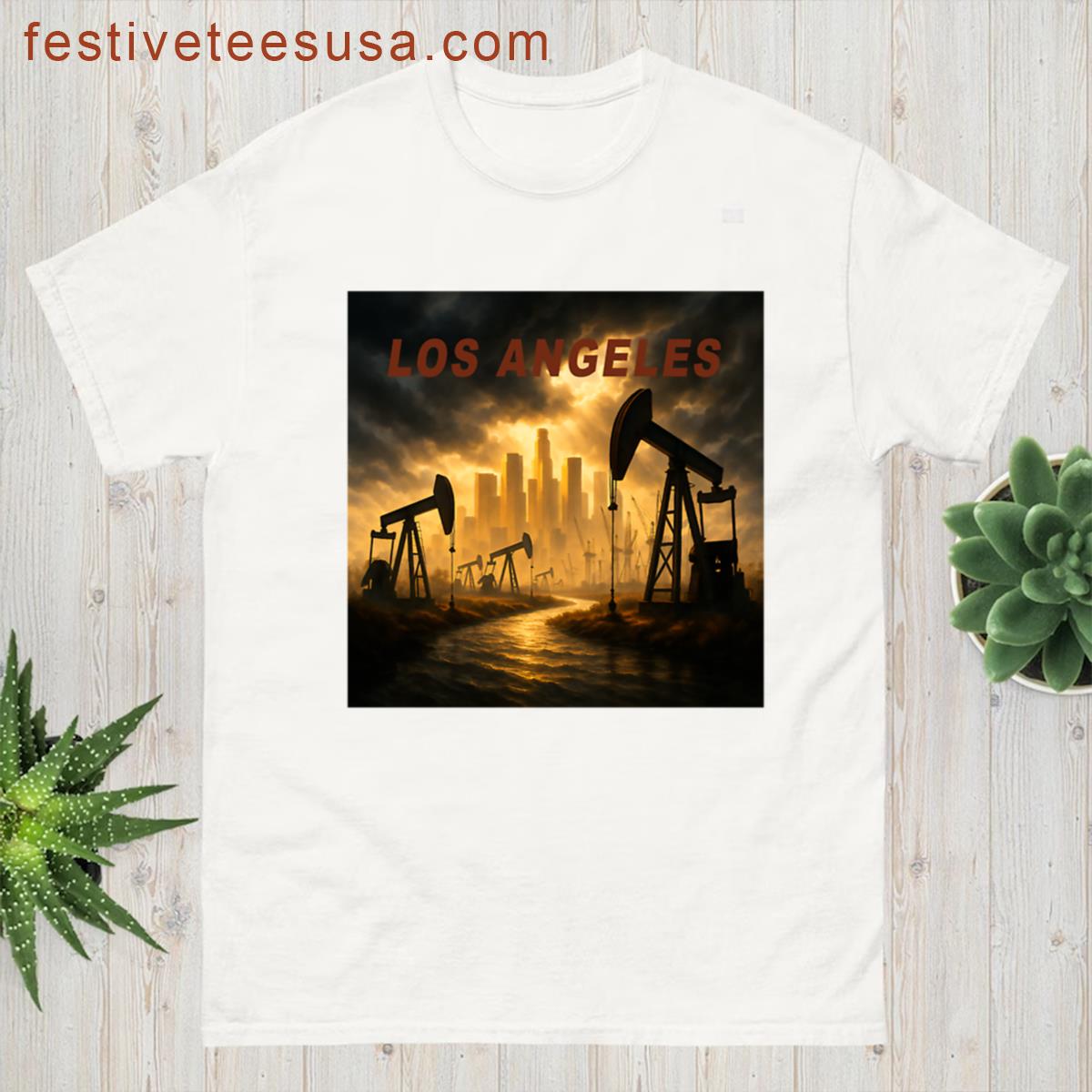 Storm Over La Oil Fields T-shirt