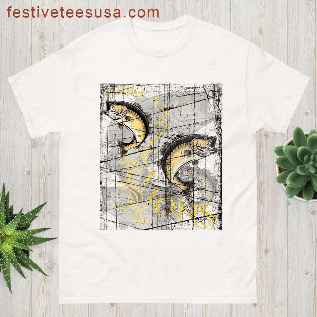 Strike Addictions Vintage Style Graphic Fishing Sports T-shirt