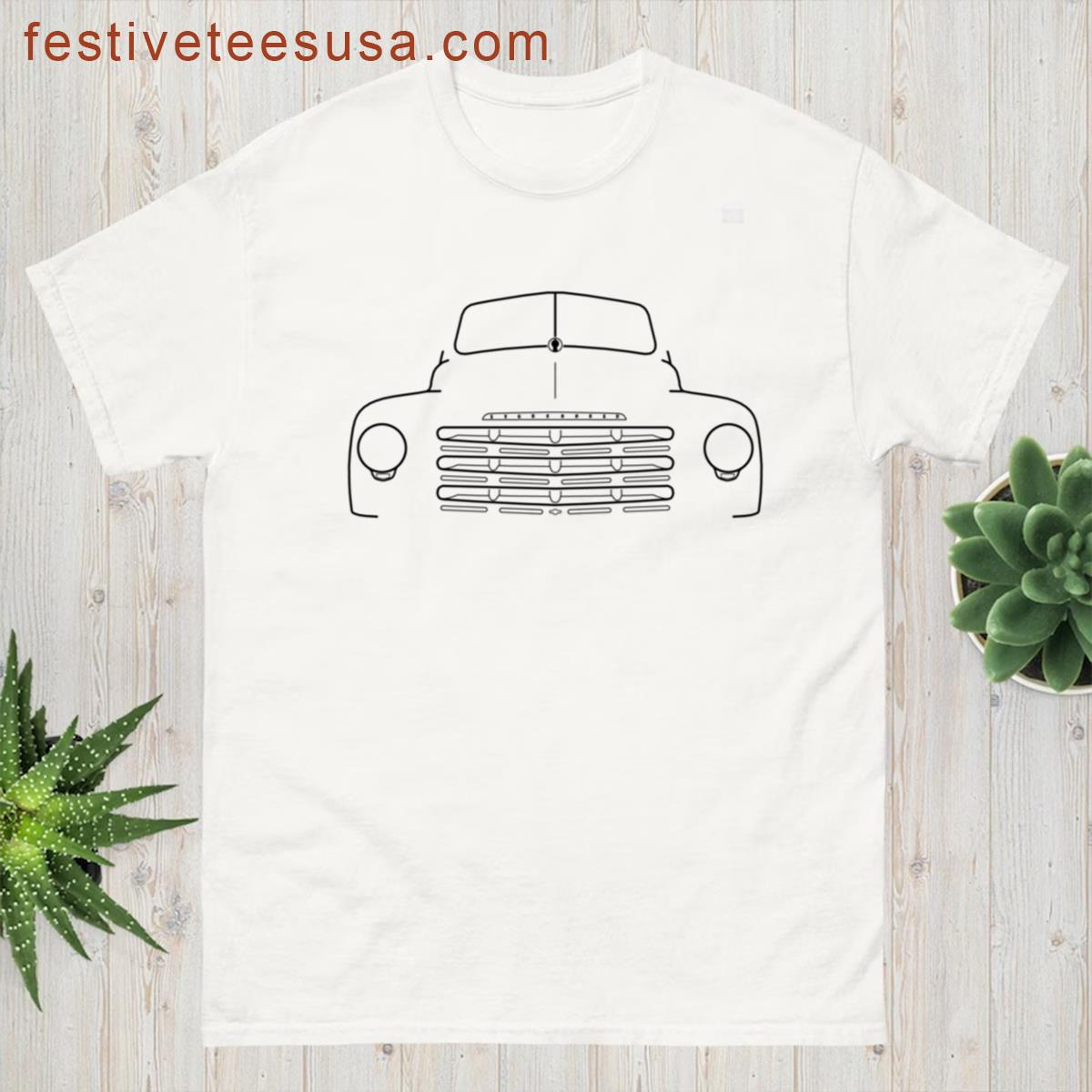 Studebaker 2r5 1950s Pickup Truck Black Outline Graphic T-shirt