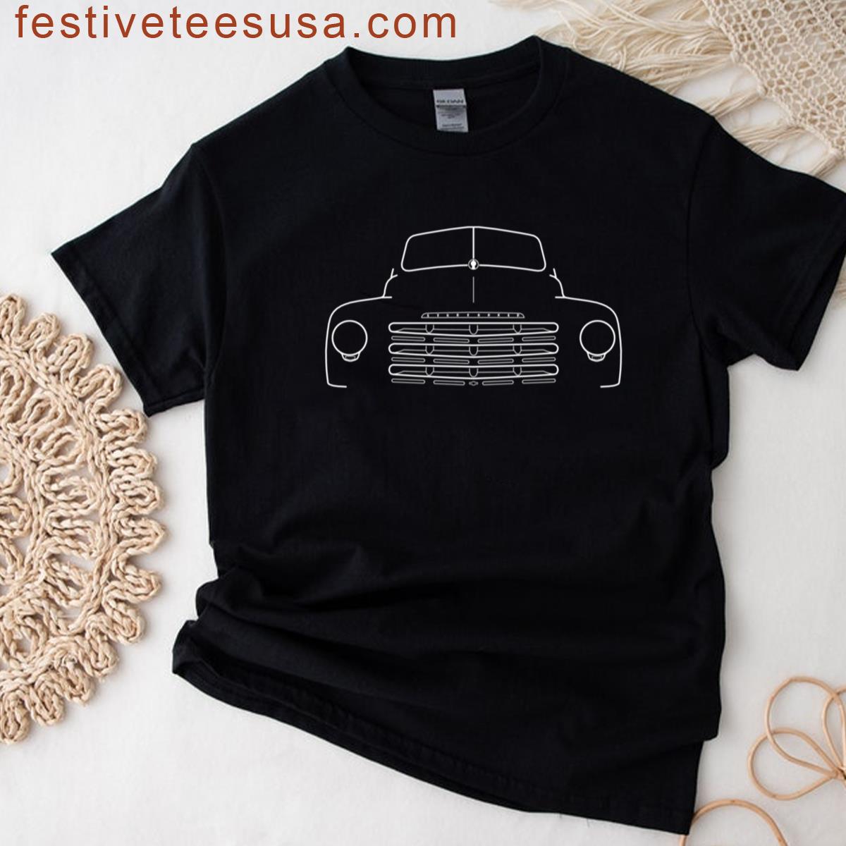 Studebaker 2r5 1950s Pickup Truck White Outline Graphic T-shirt