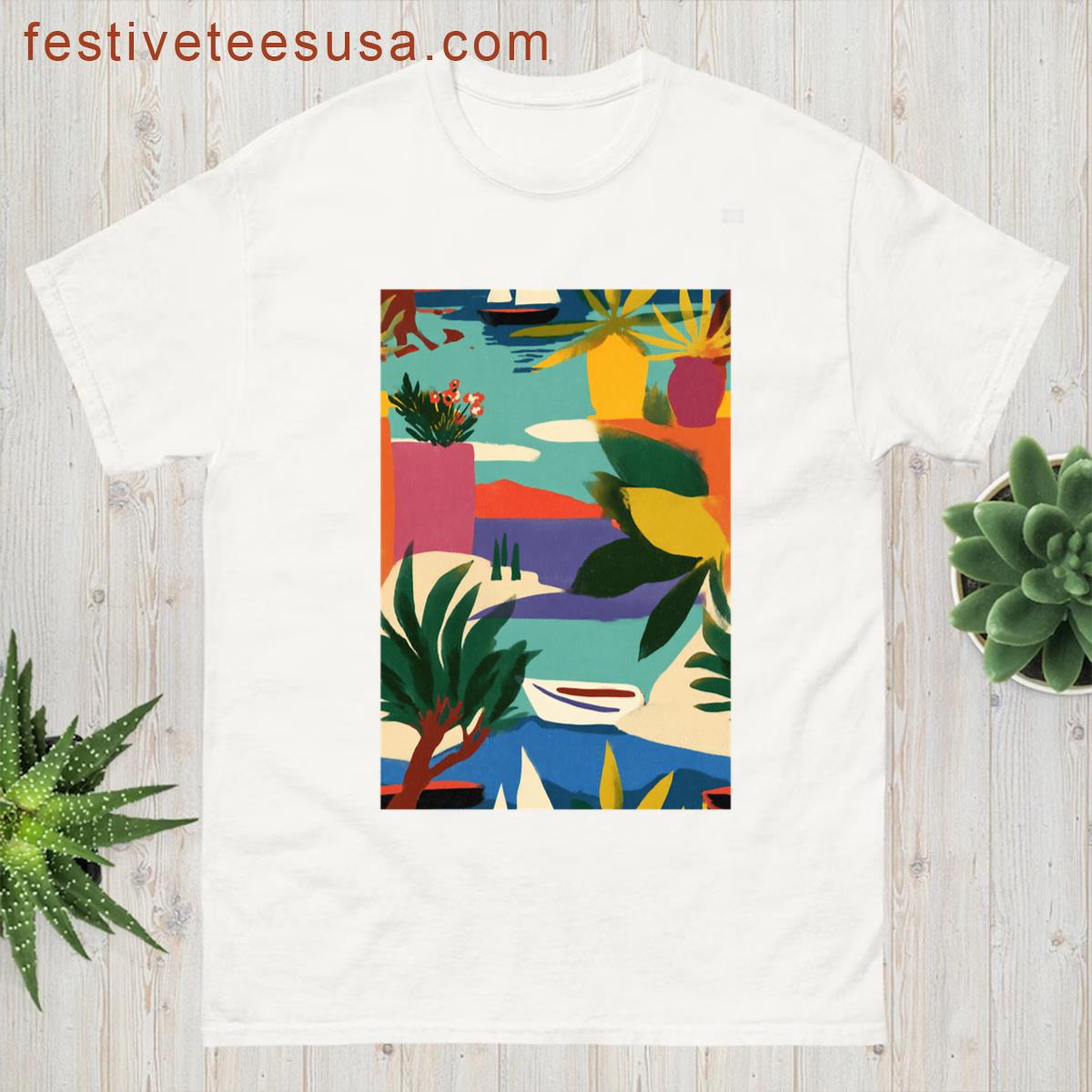 Tropical Beach And Boats T-shirt