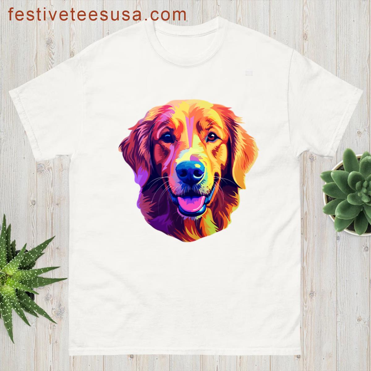 Vibrant Golden Retriever Pop Art T-shirt
