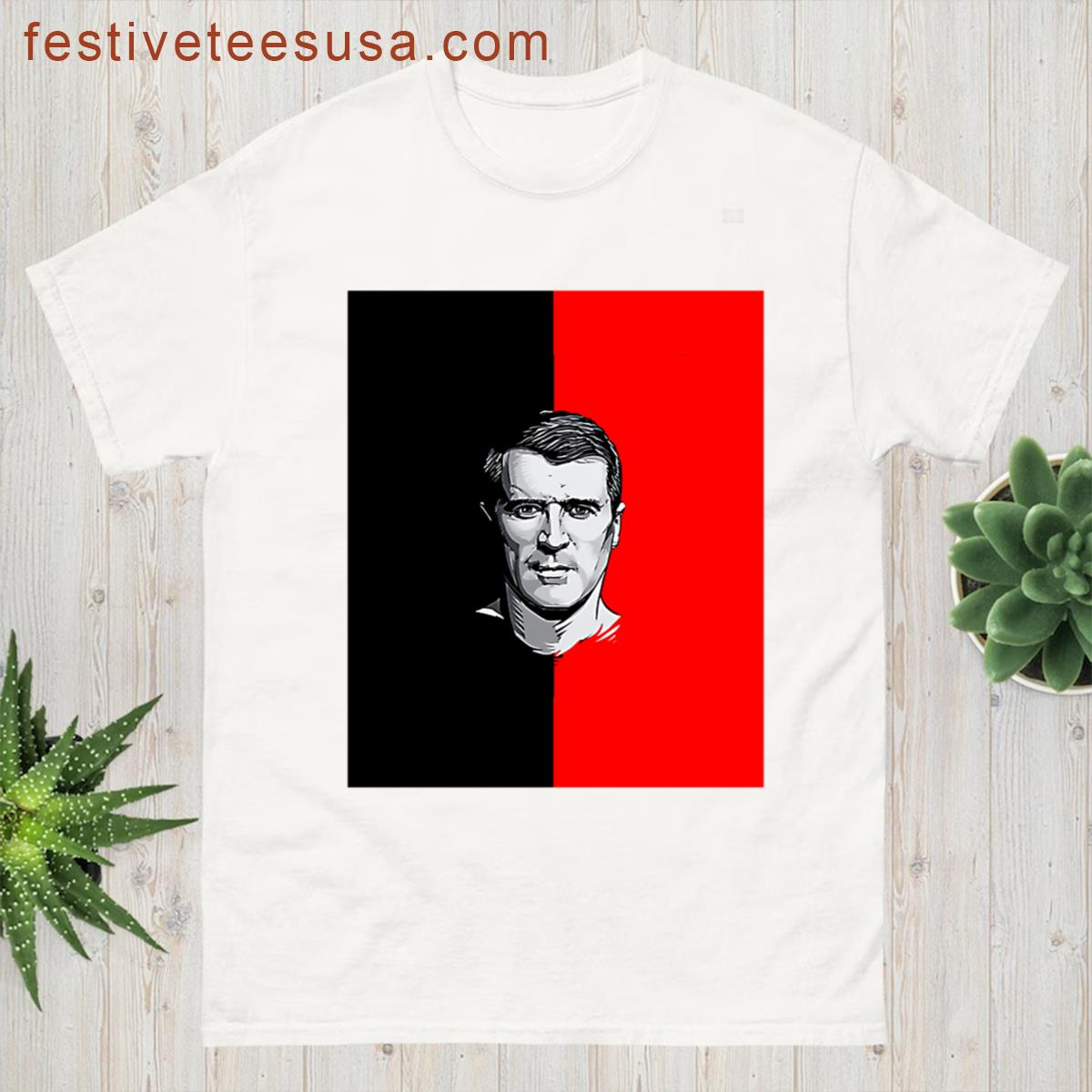 Vintage Photograp Roy Keane Red Devils Football Legend T-shirt