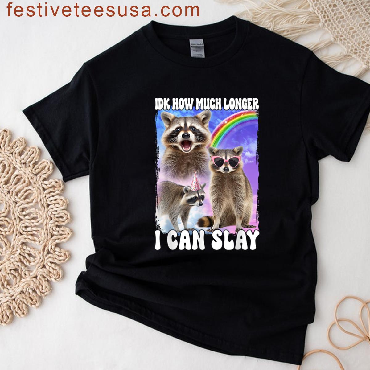 Idk How Much Longer I Can Slay Meme Raccoon Funny T-shirt