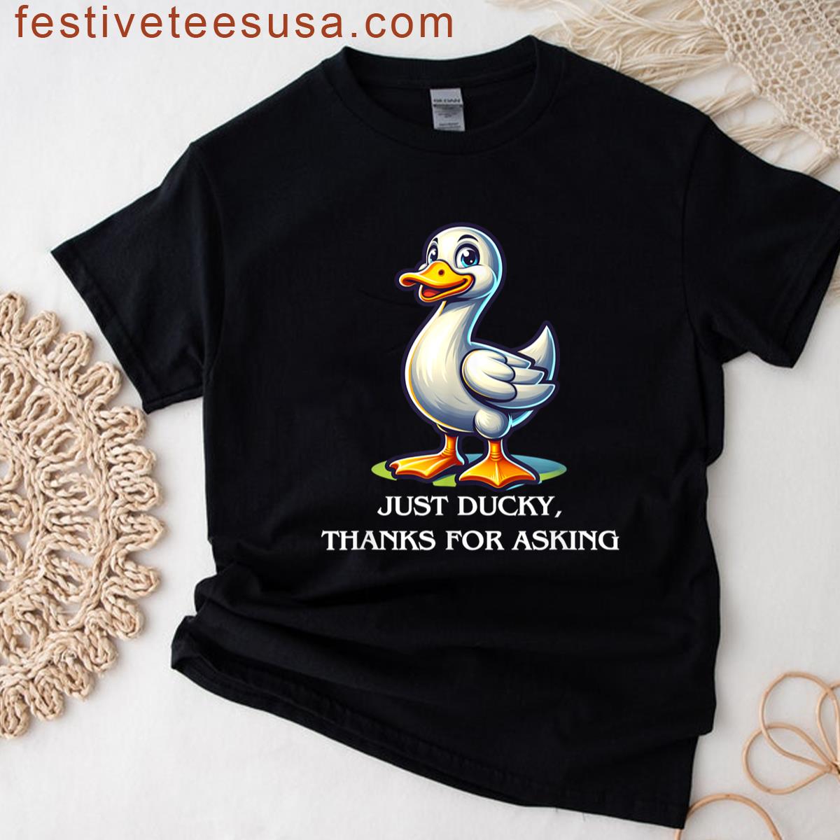 Just Ducky Mood Meme For Duck Lovers Cartoon Animal Fans T-shirt