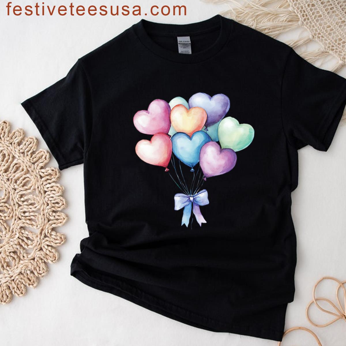 Multi Colored Heart Balloons T-shirt