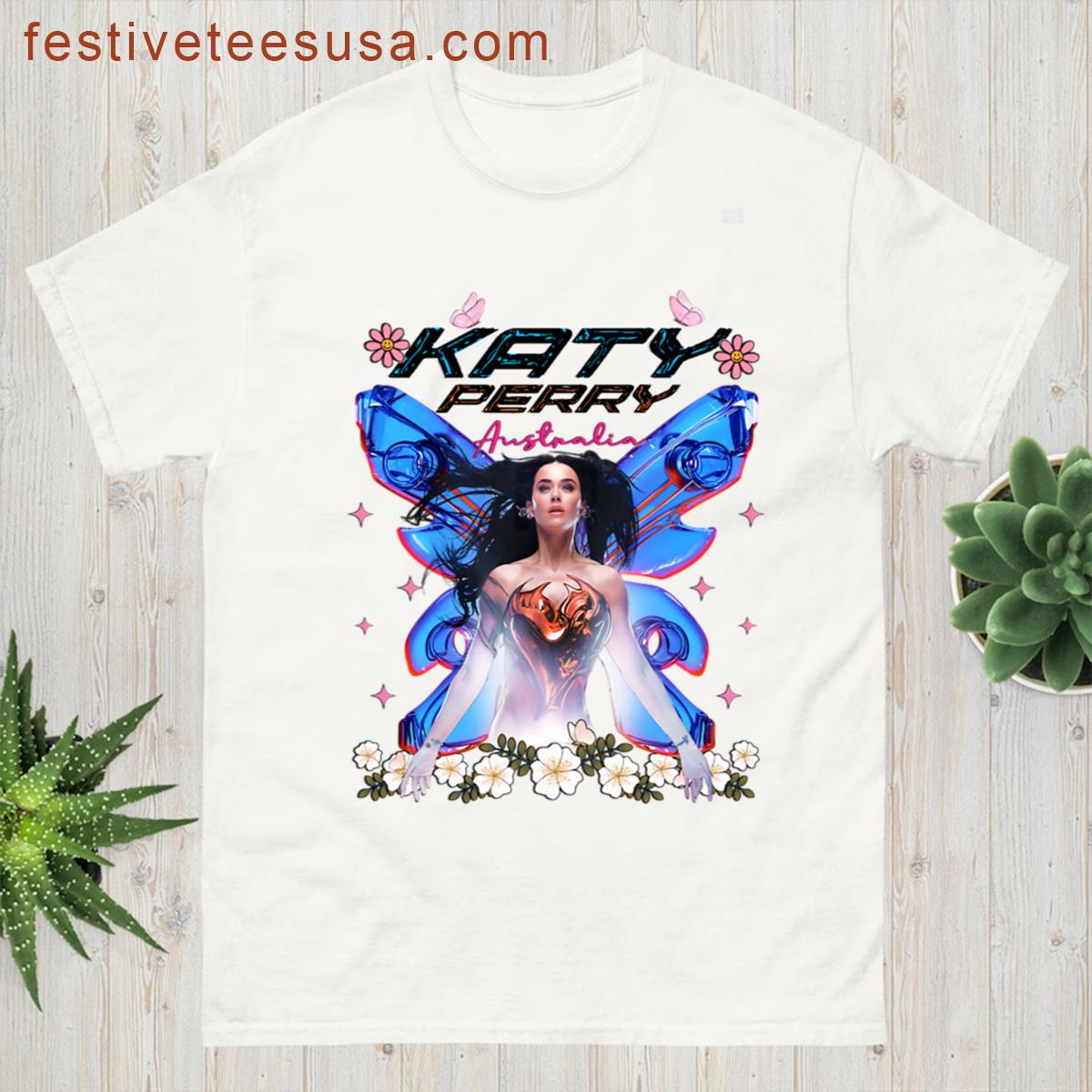 Perry Tour 2025 Katy Australia Print Tee Butterfly Inspiration Lifetimes Concert Tour Gift Men Woman T-shirt