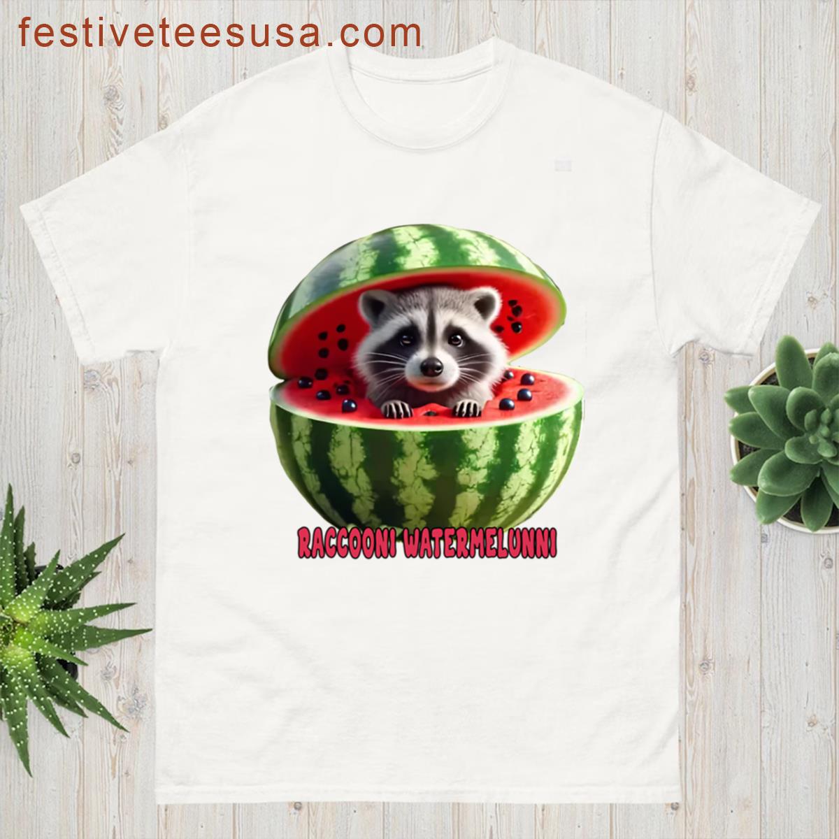 Raccooni Watermelunni Rakuni Watermeloney Italian Brainrot Character Oversized T-shirt