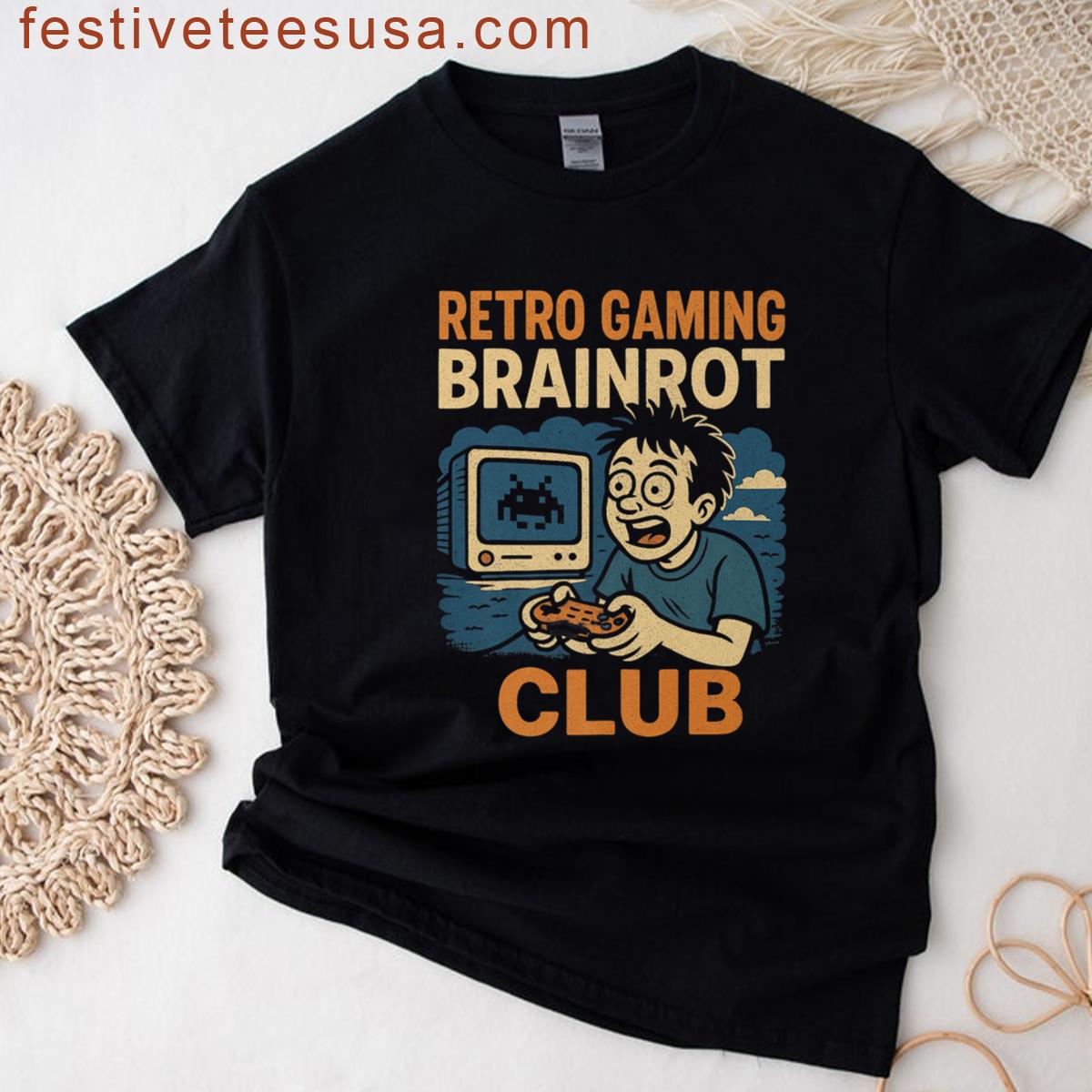 Retro Gamer Brainrot Mode Activated For Meme Lovers Premium T-shirt