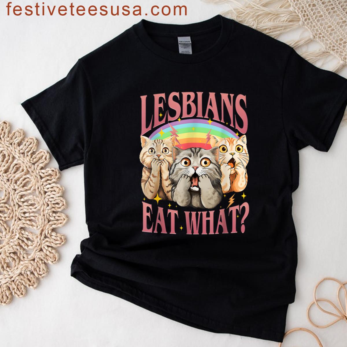 Retro Lgbt Eat What Cat Lesbian Pride Month Equal Rights T-shirt