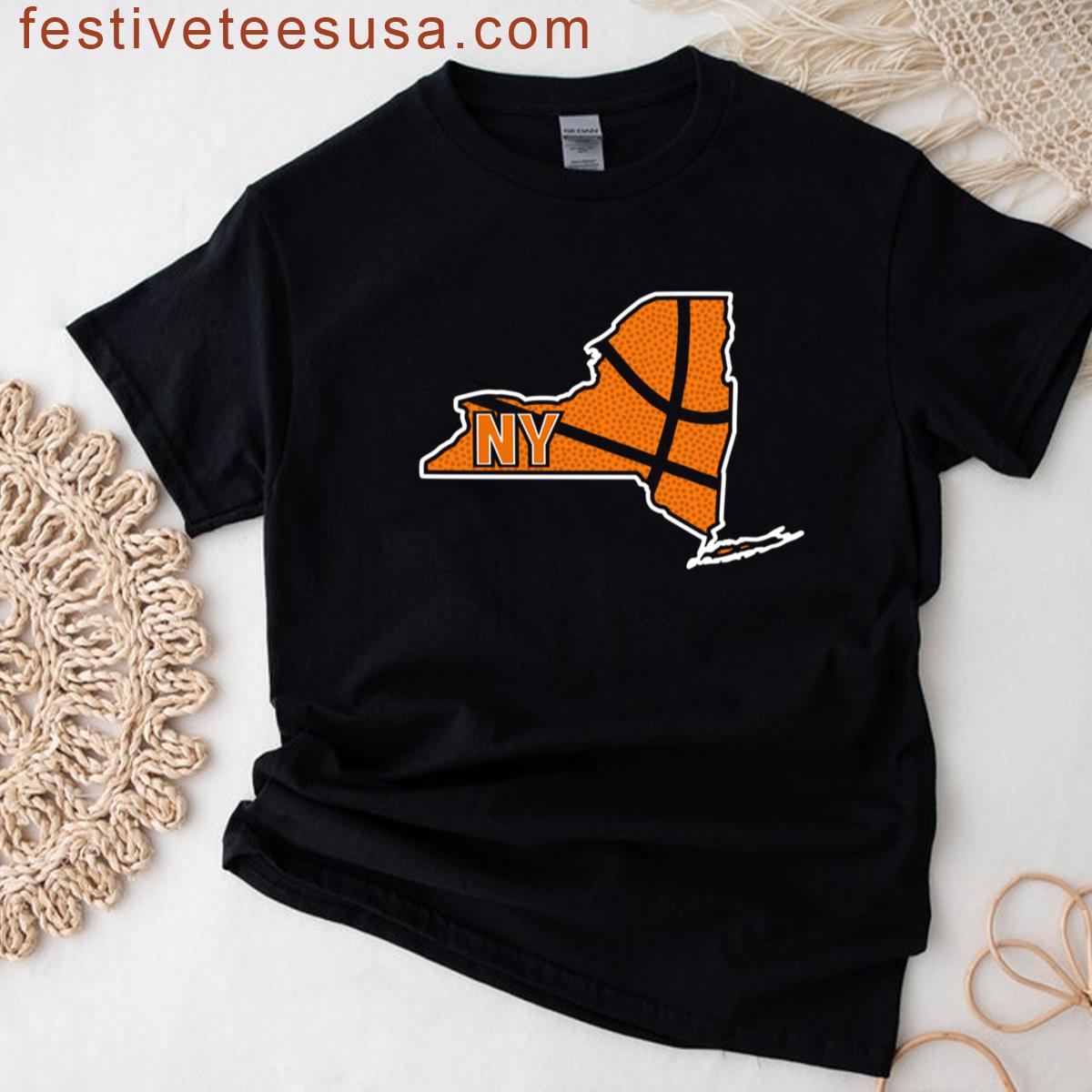 Retro New York Basketball Ny Outline T-shirt