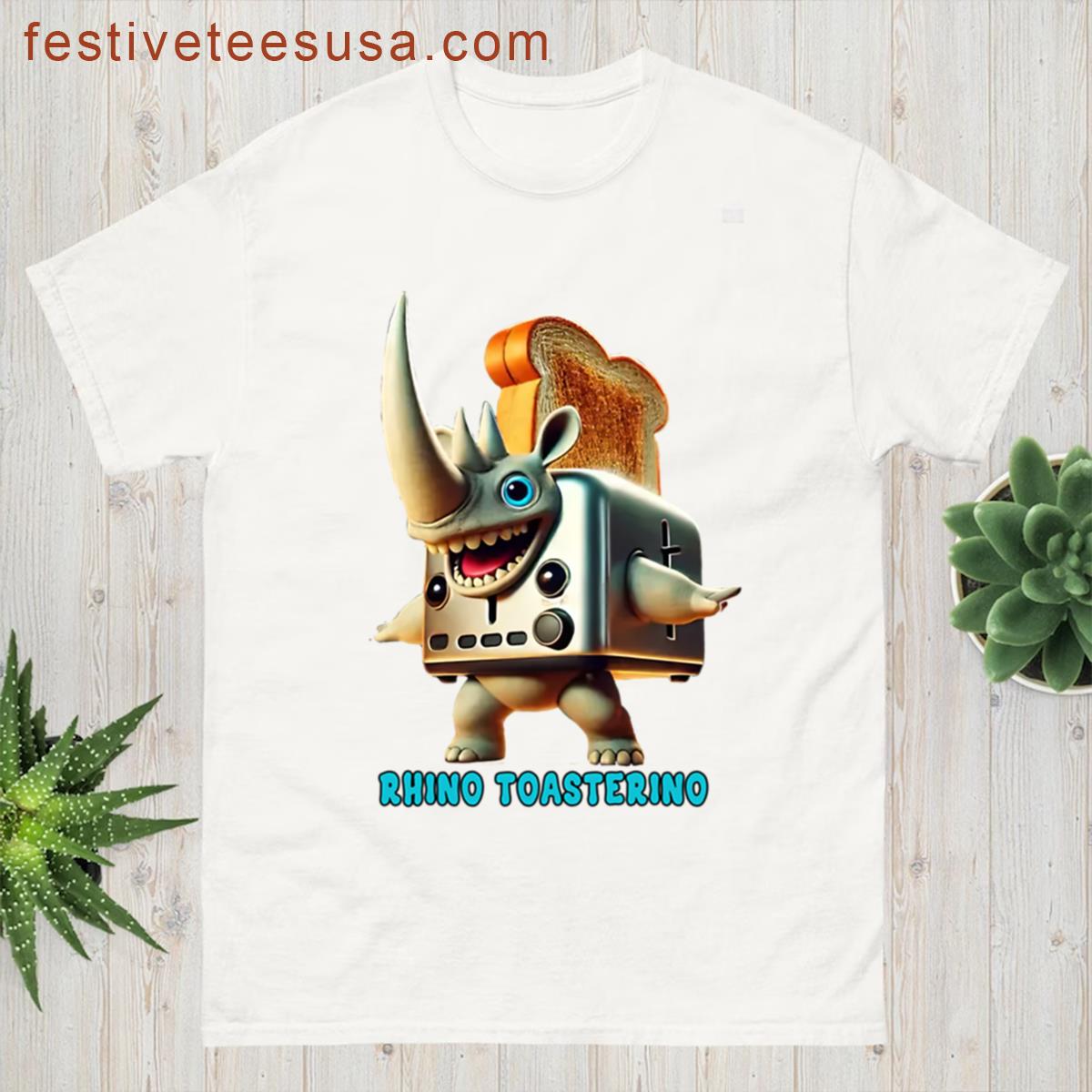 Rhino Toasterino Renostrino Italian Brainrot Character Oversized T-shirt