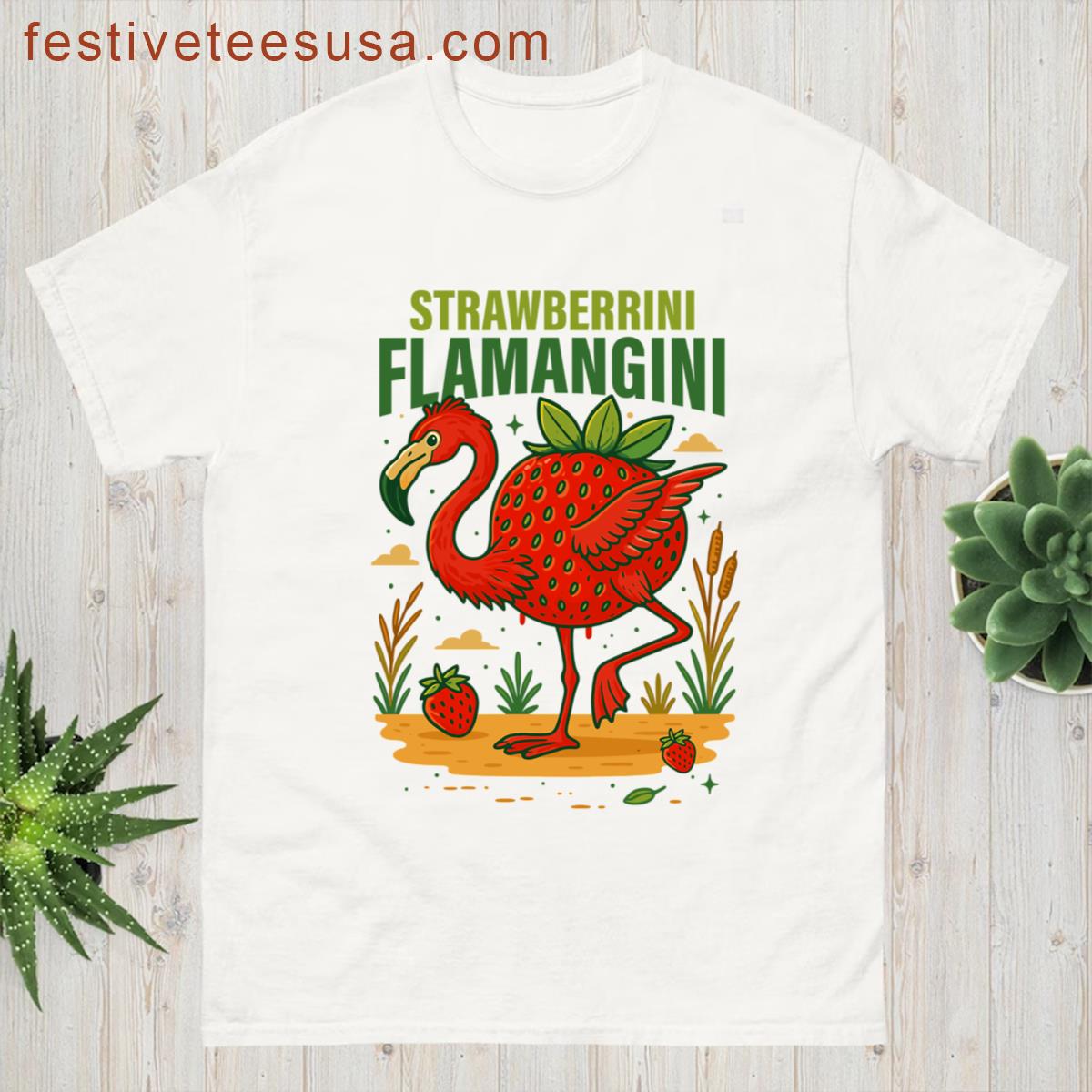 Strawberrini Flamangini Italian Brainrot Memes T-shirt