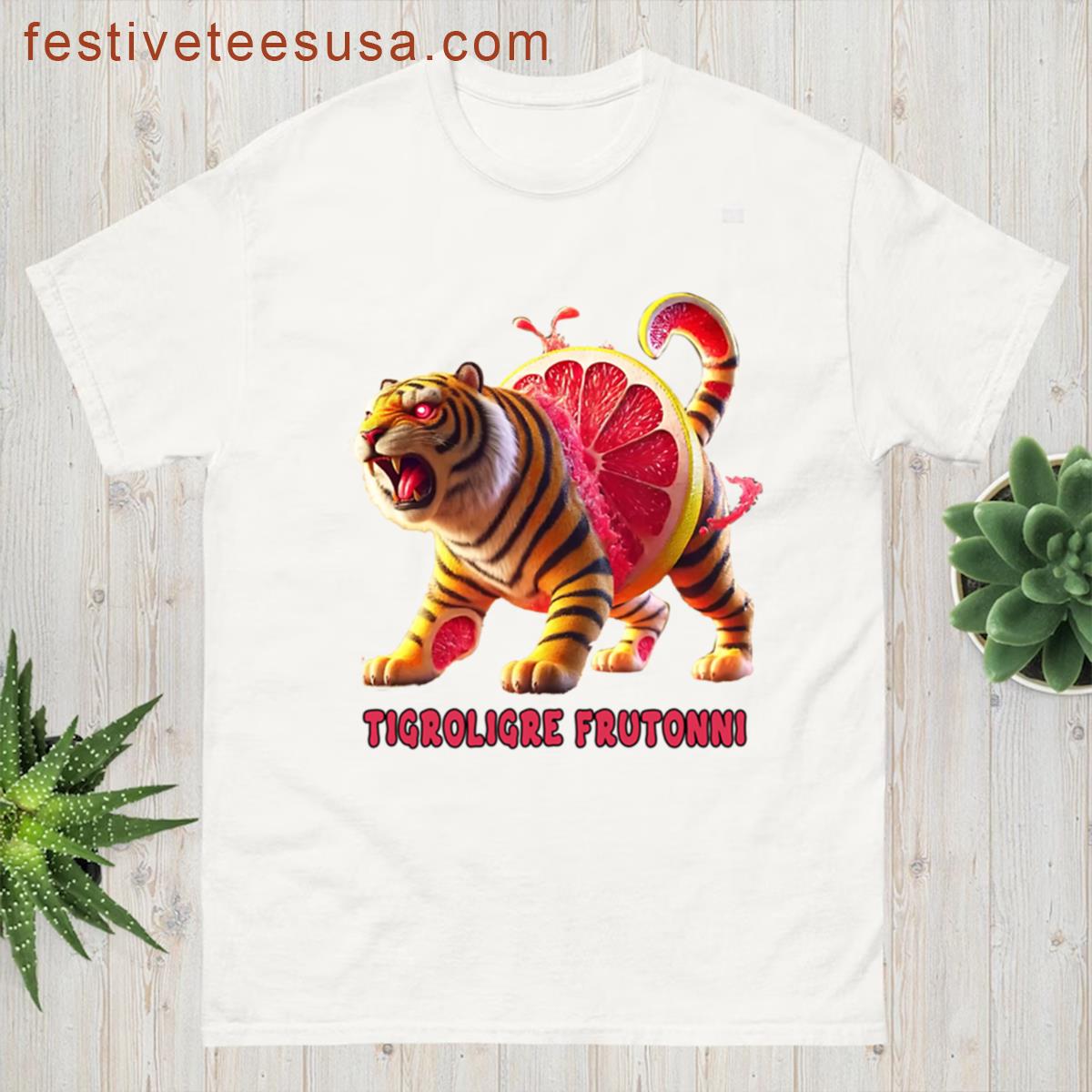 Tigroligre Frutonni Tigror League Prutuni Italian Brainrot Character Oversized T-shirt