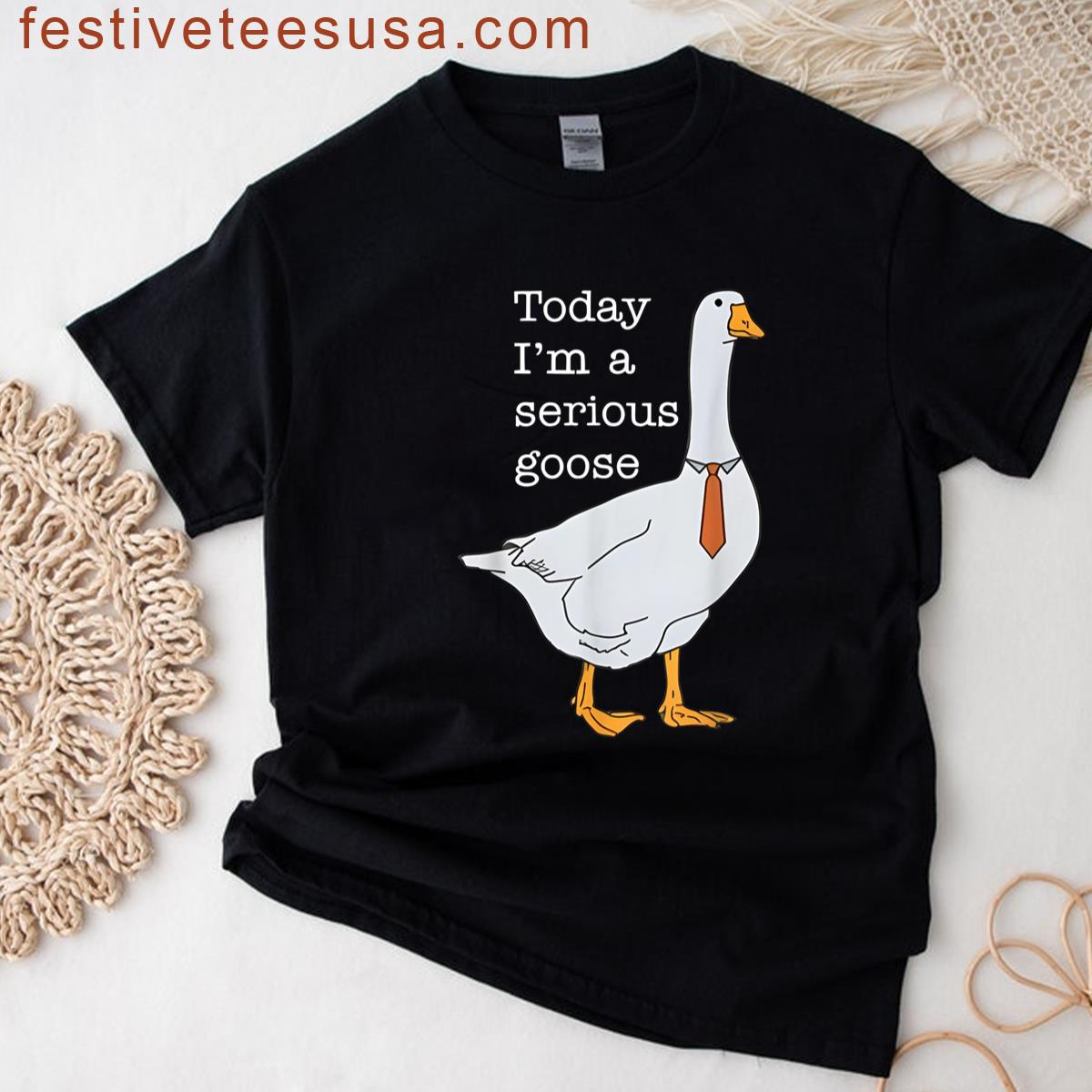 Today Im A Serious Goose Funny Silly Goose Meme T-shirt