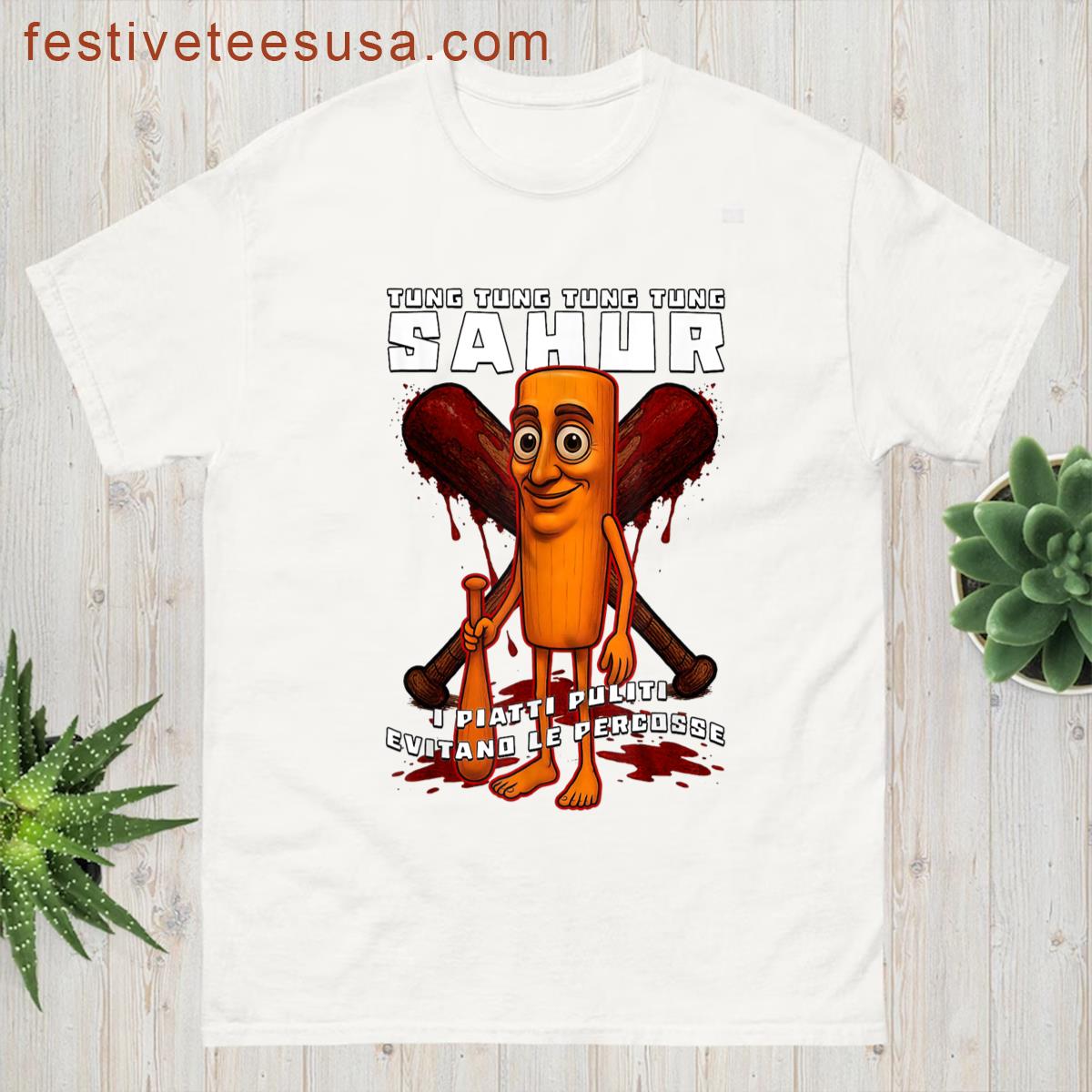 Tung Tung Tung Sahur Italian Brainrot Funny Meme T-shirt