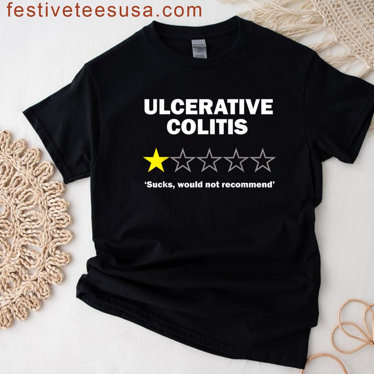 Ulcerative Colitis Awareness Humor One Star Rating Design T-shirt
