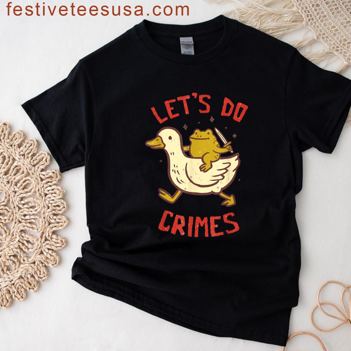 Vintage Funny Duck Frog Meme Retro Do Crimes T-shirt