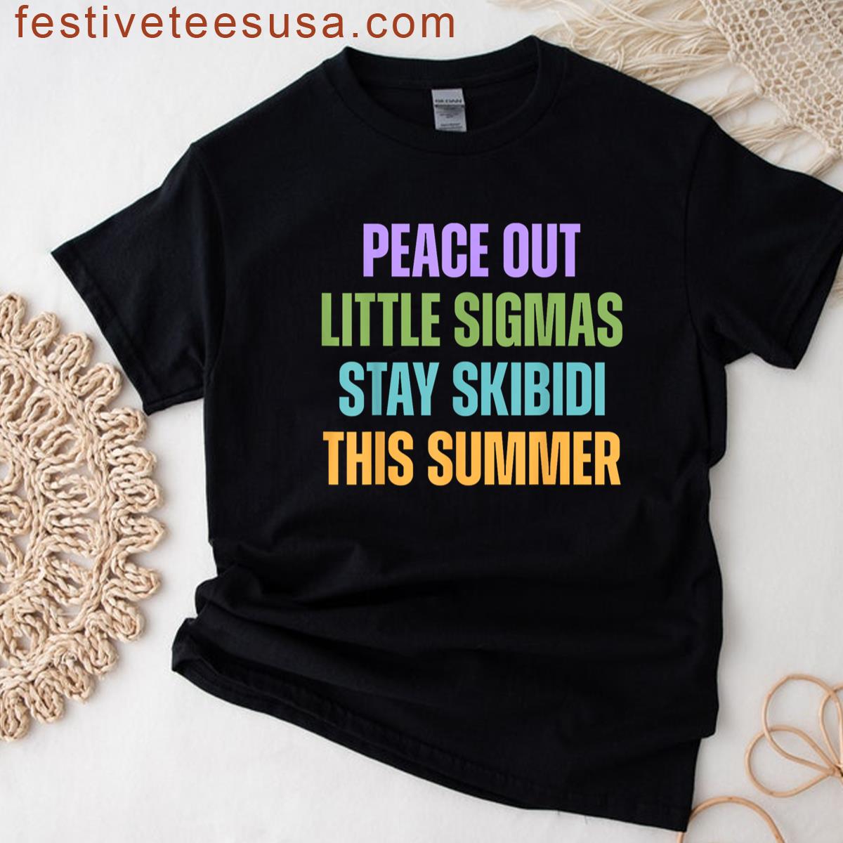Vintage Peace Out Little Sigmas Stay Skibidi Last Day School T-shirt