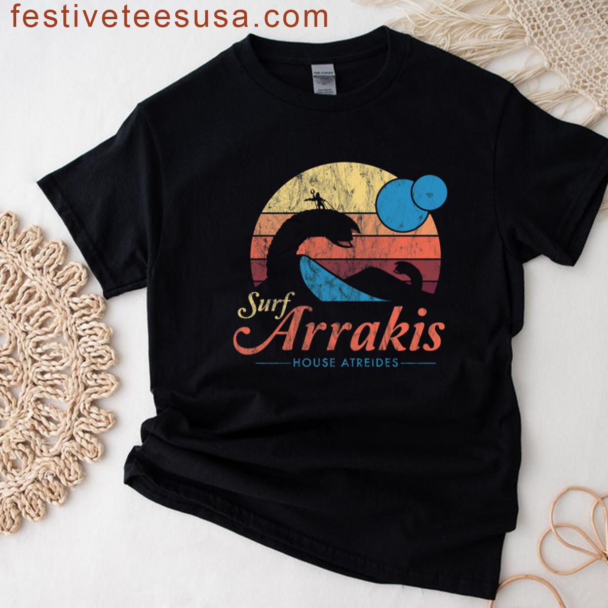 Visit Arrakis Vintage Distressed Surf Dune Sci Fi T-shirt