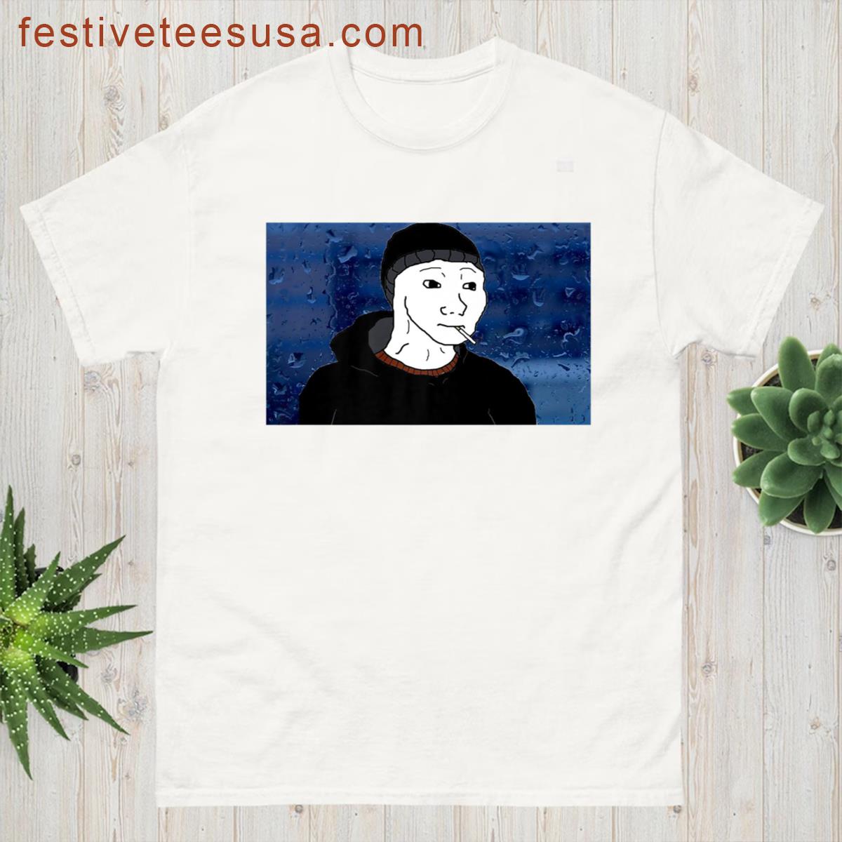 Wojak Doomer Meme Funny Internet Memes Clothes 2024 Premium T-shirt