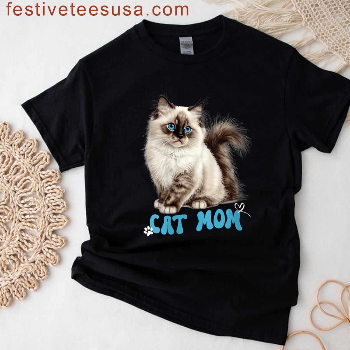 Womens Cat Mom Mothers Day Cute Ragdoll Kitten Lover T-shirt