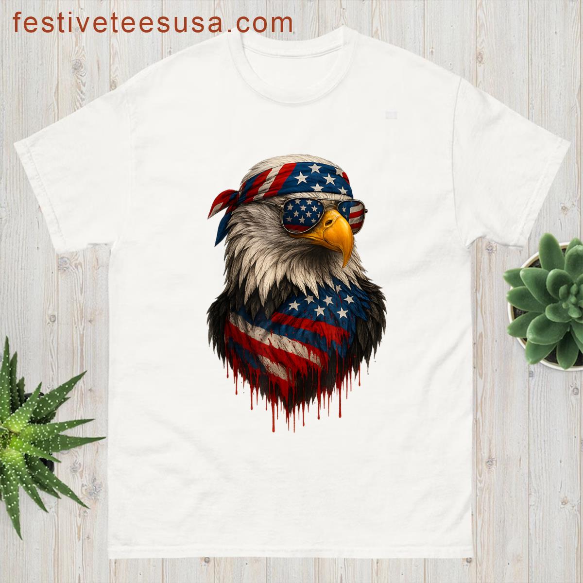 American Flag Eagle Patriotic 4th Of July Men Boy Bald Eagle T-shirt