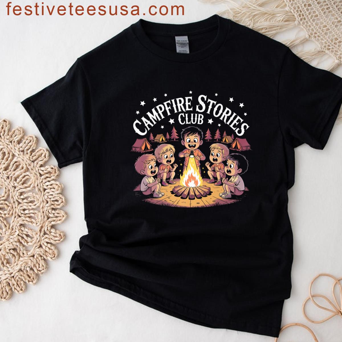 Campfire Stories Club Kids Cartoon Tees Funny Premium T-shirt