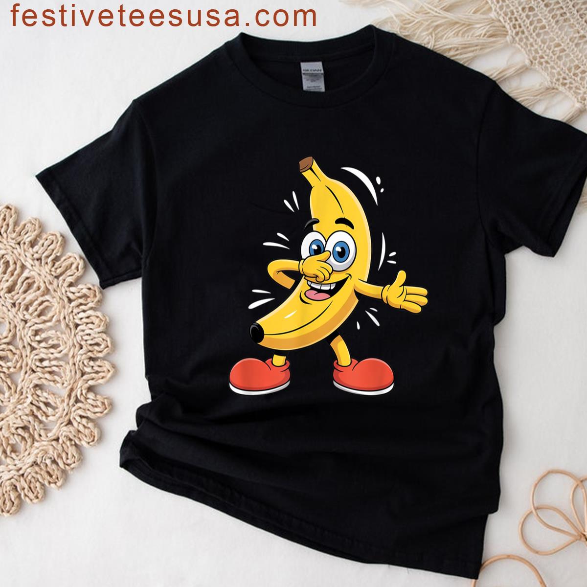 Dancing Banana Doing The Dab Meme Funny Cartoon T-shirt