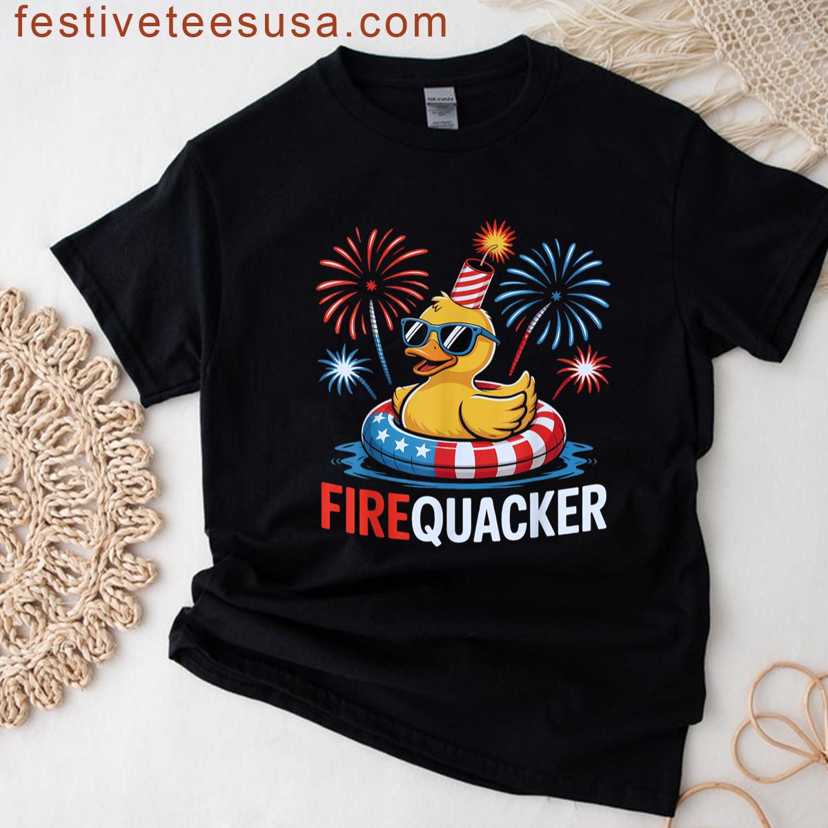 Funny 4th Of July Duck Firequacker Patriotic Fourth Of July T-shirt
