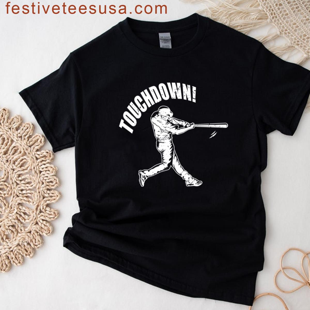 Funny Baseball Touchdown Baseball Player Oversized T-shirt