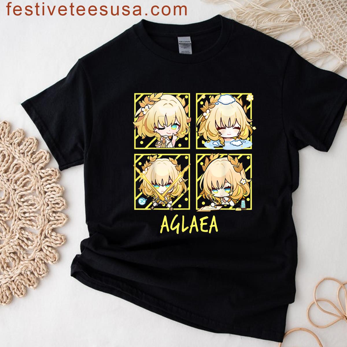Honkai Aglaea Chibi Dan Heng Marth 7th Star Hsr Rail T-shirt