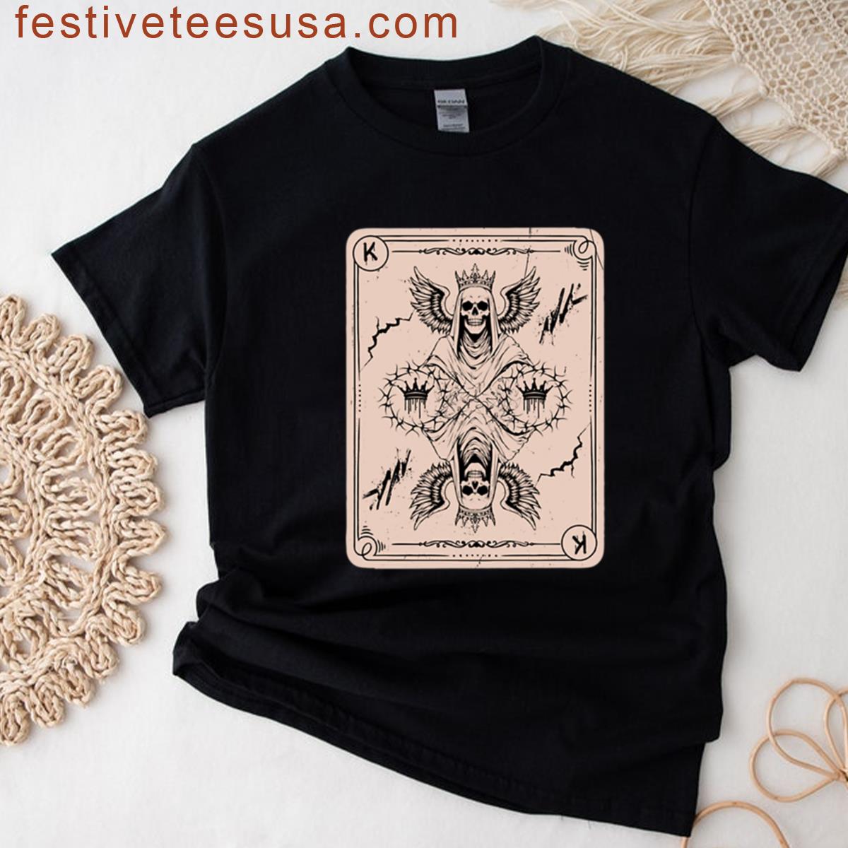 King Of Hearts Skeleton King Playing Card T-shirt