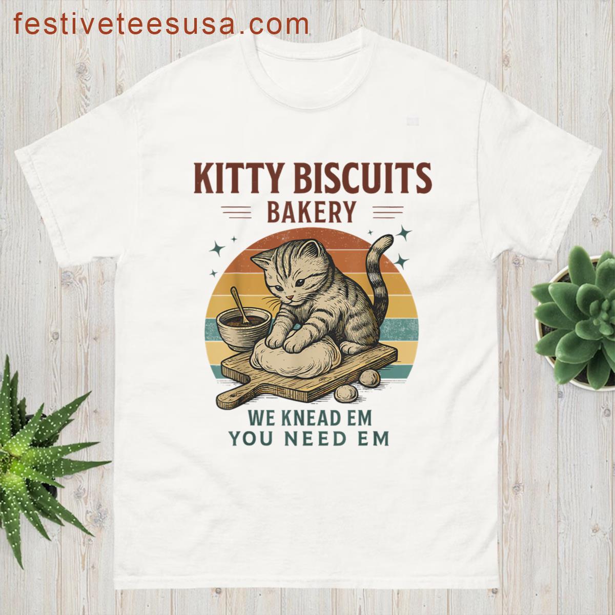 Kitty Biscuits We Knead Em You Need Em Cat Lover Baking T-shirt