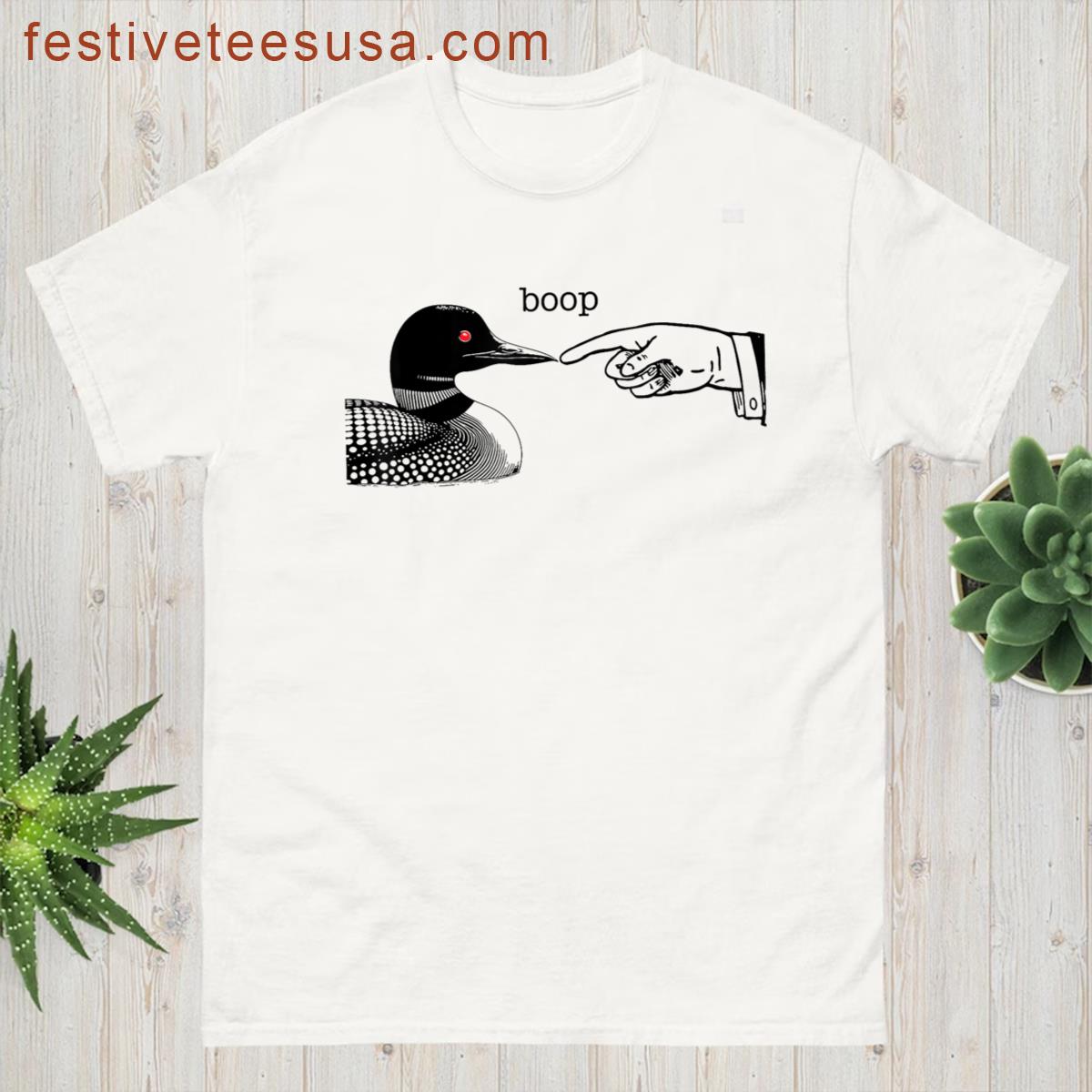 Loon Boop With Pointing Hand Human – Water Bird Loon Lovers T-shirt