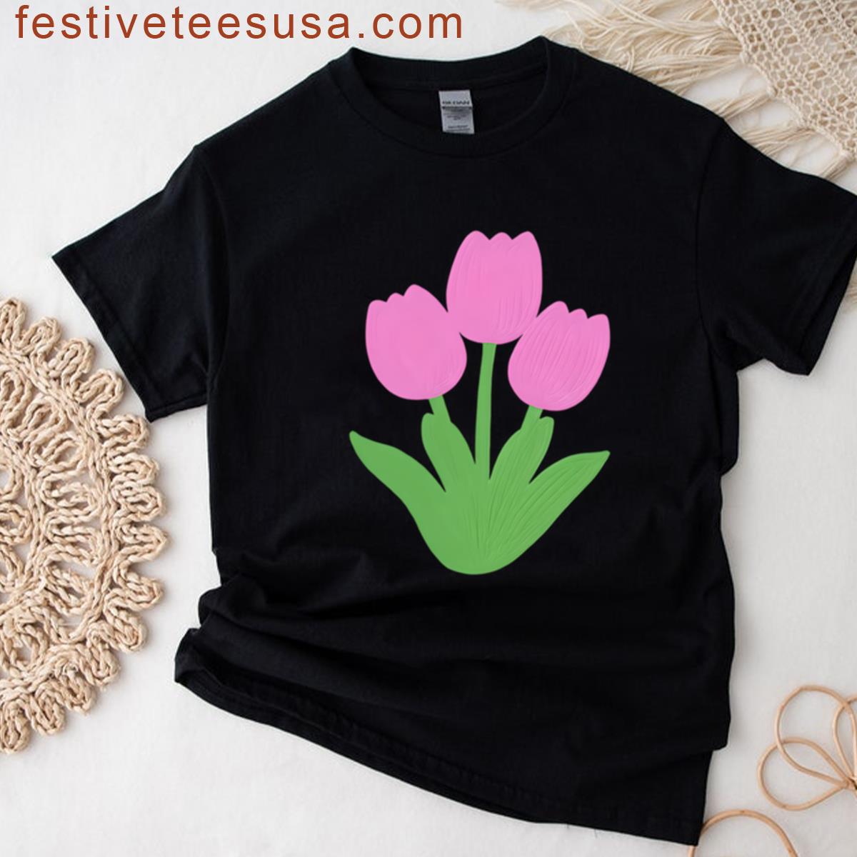 Pink Painted Tulips T-shirt