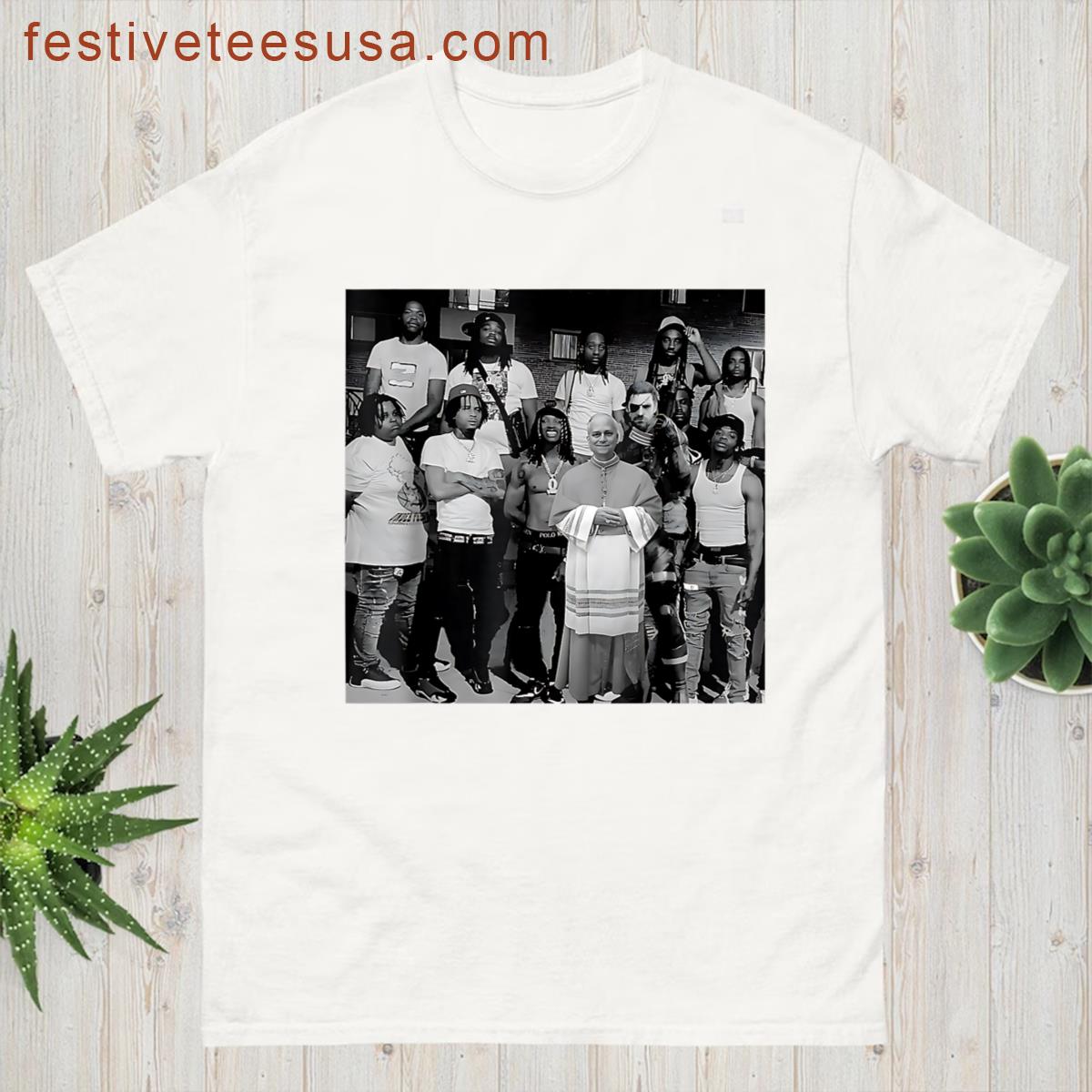 Pope Leo Xiv From Oblock Meme Art Design Urban Vatican Pope T-shirt