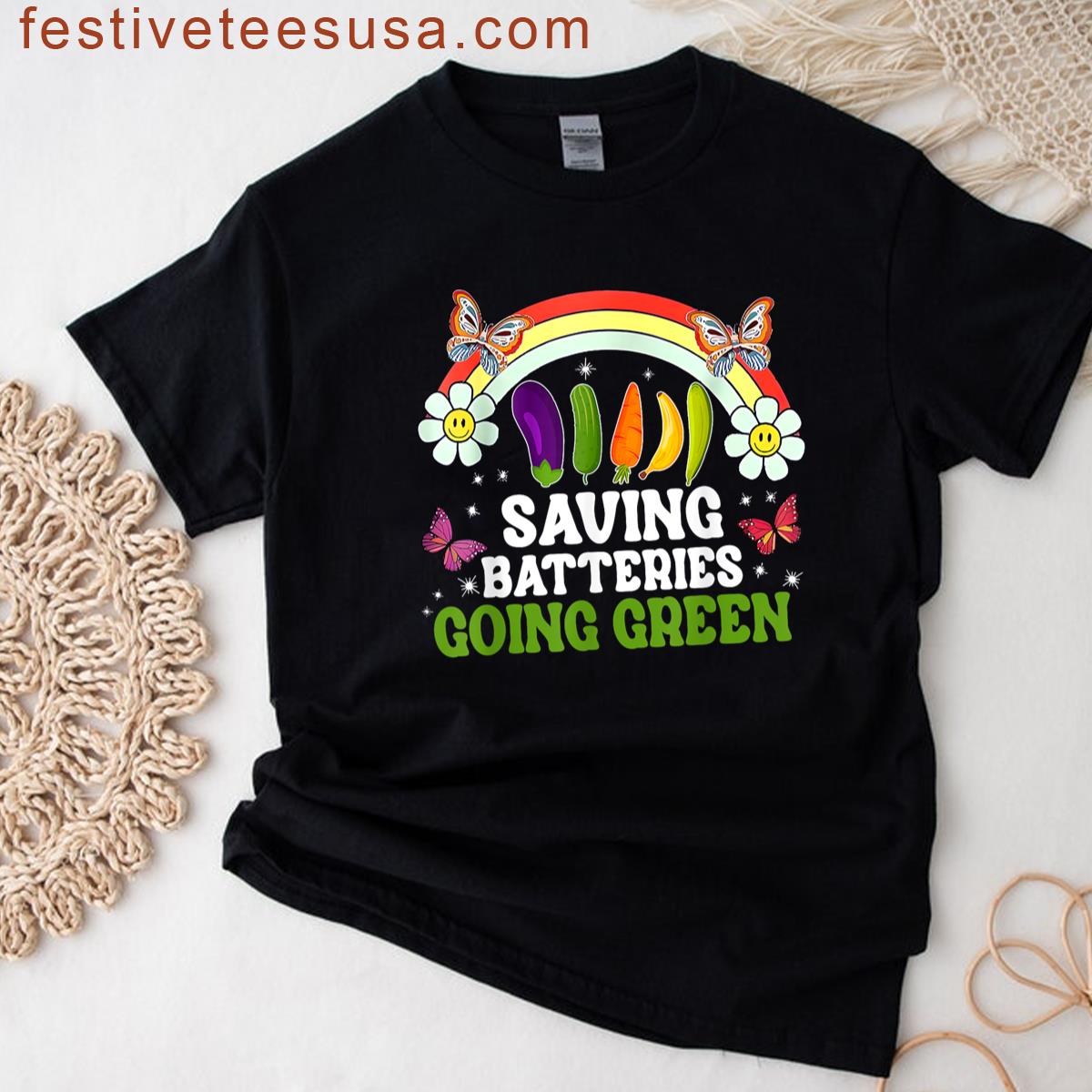 Saving Batteries Going Green Funny Inappropriate Adult Humor T-shirt