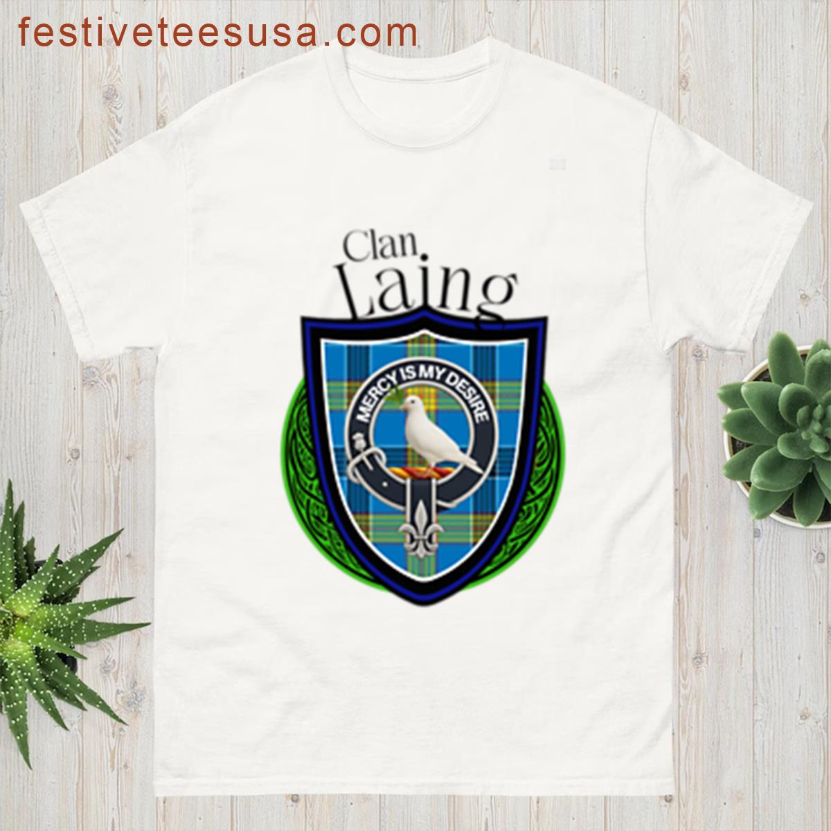 Scottish Clan Laing Tartan And Crest Products T-shirt