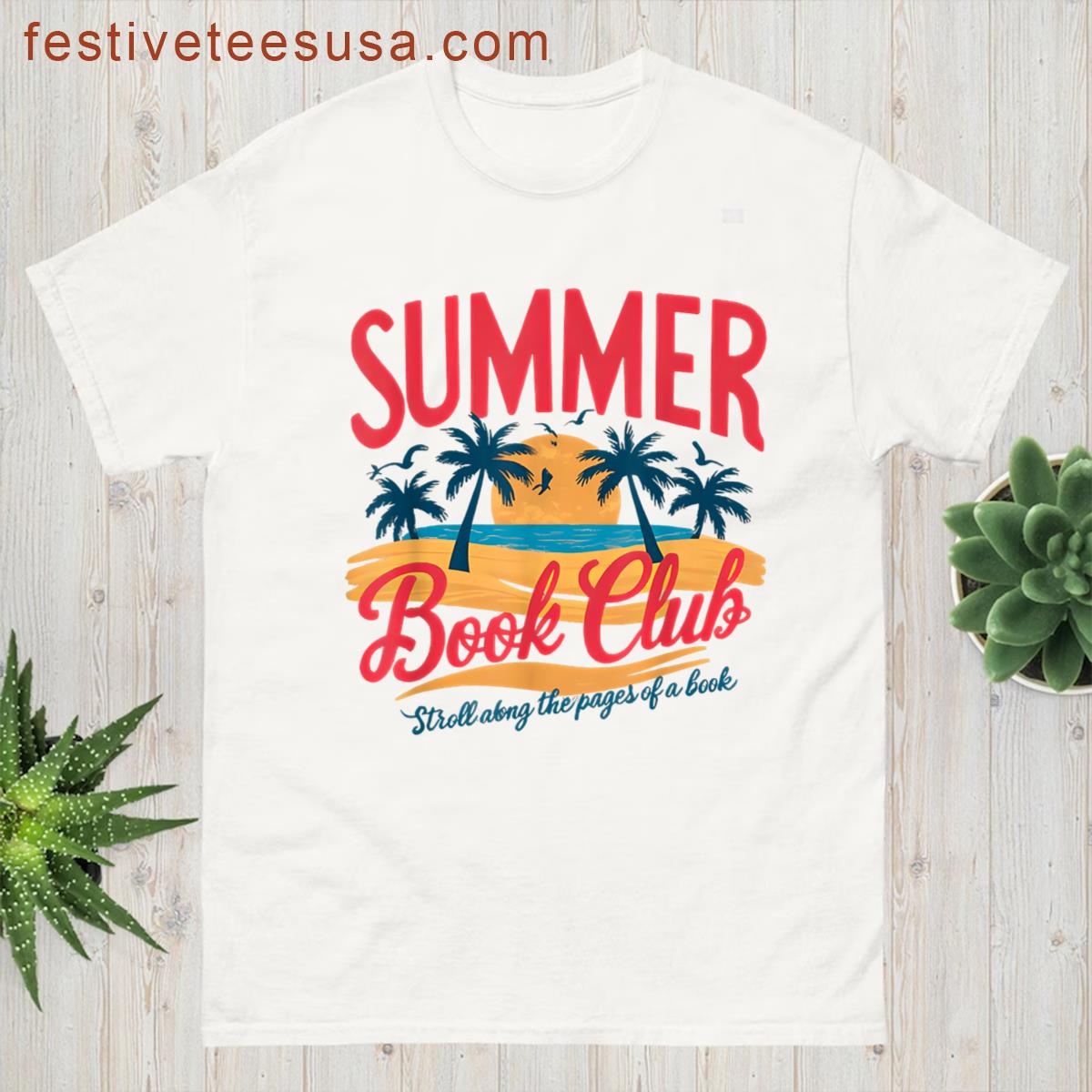 Summer Retro Book Club Funny Beach Vacation T-shirt