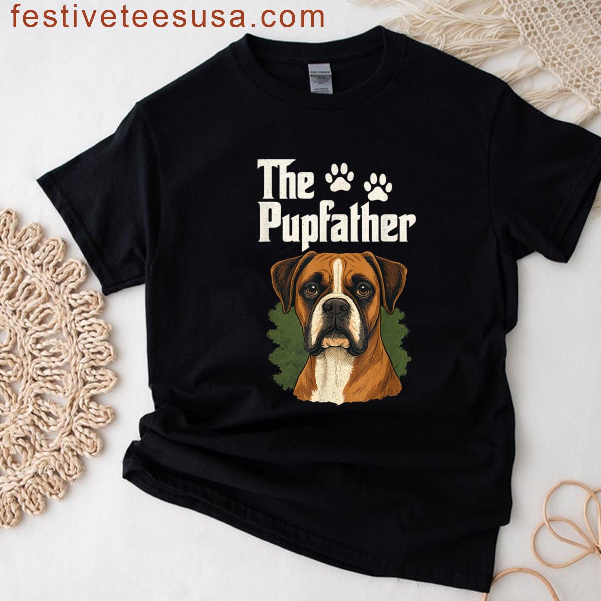 The Pupfather Cute Dog Dad Funny Pet Boxer Lover Fathers Day T-shirt